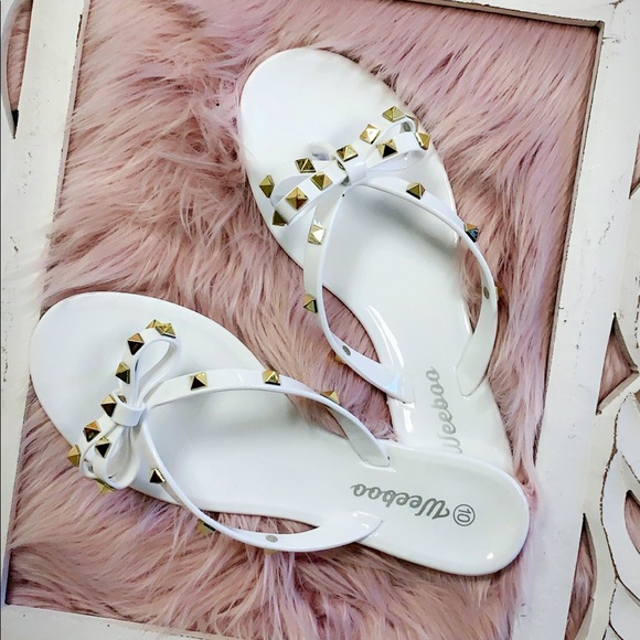 "Lacy" Studded Sandals - White - Picture 5 of 8